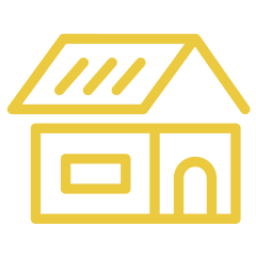 An icon depicting a house with a new roof.