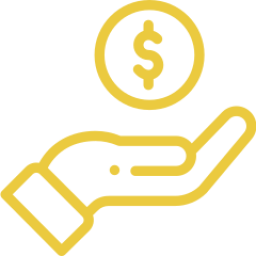 An icon depicting a hand with some money in it.
